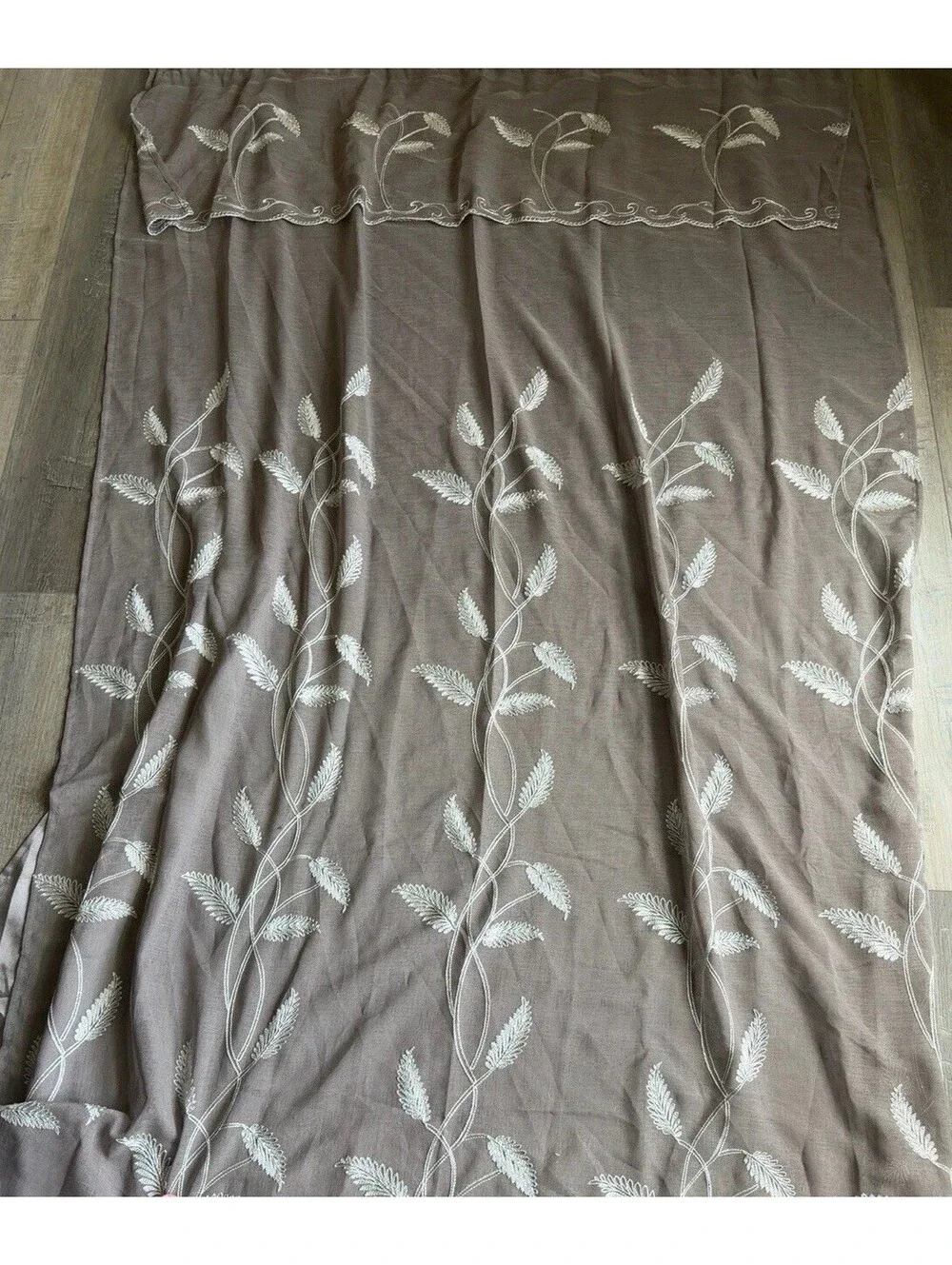 Gray Embroidered Flower 4 Pack Window Panels Curtain Set 52